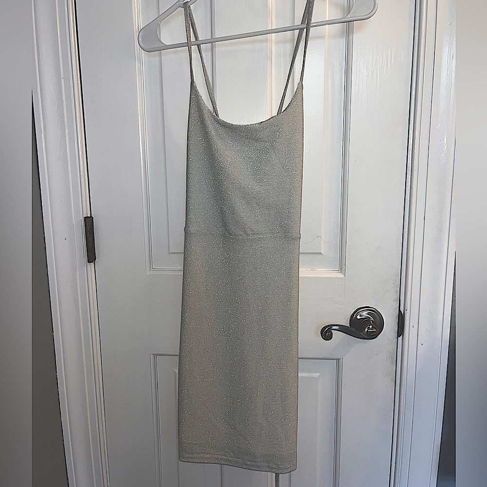 Sparkly silver glitter bodycon mini dress